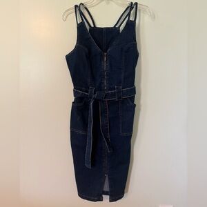 Venus body con strappy denim dress - never worn